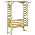 thumbnail image 1 of DUOSONG Outsunny Patio Garden Bench Arbor Arch With Pergola And 2 Trellises, 3 Seat Natural Wooden Outdoor Bench For Grape Vines & Climbing Plants, Backyard Decor, Natural Natural Wood Garden &, 1 of 9