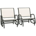 thumbnail image 1 of DUOSONG Outsunny Porch Glider Set Of 2, Metal Frame Swing Glider Chairs With Breathable Mesh Fabric, Curved Armrests And Steel Frame For Garden, Poolside, Backyard, Balcony, Cream White Cream White, 1 of 10