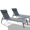 thumbnail image 1 of DUOSONG Patio Chaise Lounge Set, 3 Pieces Adjustable Backrest Pool Lounge Chairs Steel Textilene Sunbathing Recliner With Headrest (Grey,2 Lounge Chair+1 Table) Grey Steel Garden & Outdoor Outdoor &, 1 of 5