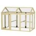 thumbnail image 1 of Large Wooden Chicken Run Coop - 4.6' X 2.8' Outdoor Poultry Pen with Perches & Doors, Expandable Design for Backyard, Farm, Natural Wood (55.1"L X 34.8"W X 41.7"H), 1 of 10