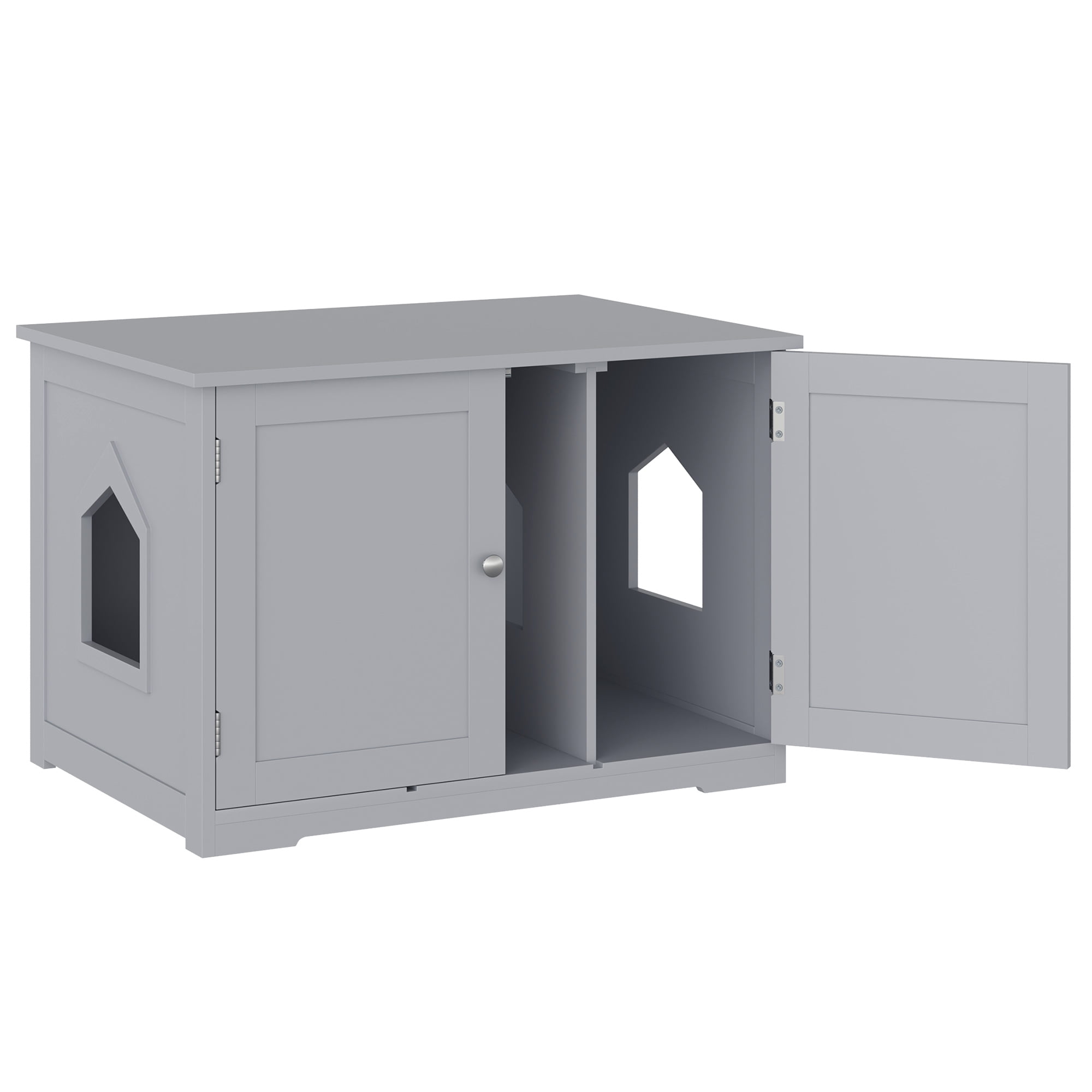 DUOSONG Pawhut Modern Cat Litter Box Enclosure With Adjustable ...