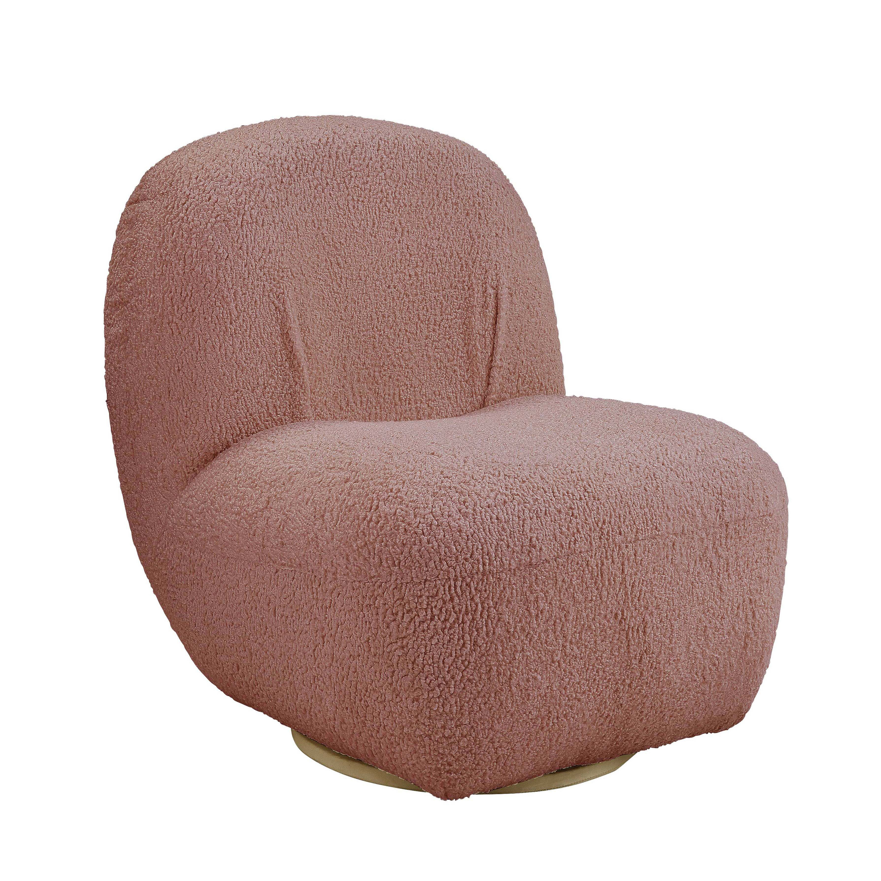 DUOSONG Pink Swivel Accent Chair Pink Wood+Fabric Furniture Primary ...
