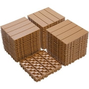 DUOSONG Plastic Interlocking Deck Tiles, 11.8"X11.8"(Pack Of 44), Patio Flooring Outdoor Waterproof All Weather Use For Garden Poolside Front/Back Yard, Burlywood Burly Wood Plastic Garden & Outdoor