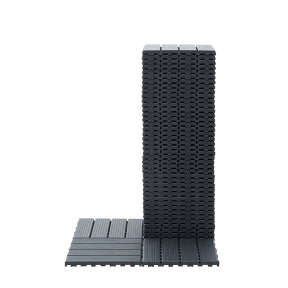 DUOSONG Plastic Interlocking Deck Tiles,44 Pack Patio Deck Tiles,12"X12" Square Waterproof Outdoor All Weather Use, Patio Decking Tiles For Poolside Balcony Backyard, Grey Grey Polypropylene Garden &