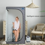 DUOSONG Portable Grey Mini Plus Style Steam Sauna Tent–Personal Home Spa, With Steam Generator, Remote Control, Foldable Chair, Pvc Pipes. Easy To Install,Fast Heating, With Fcc & Ul Certification