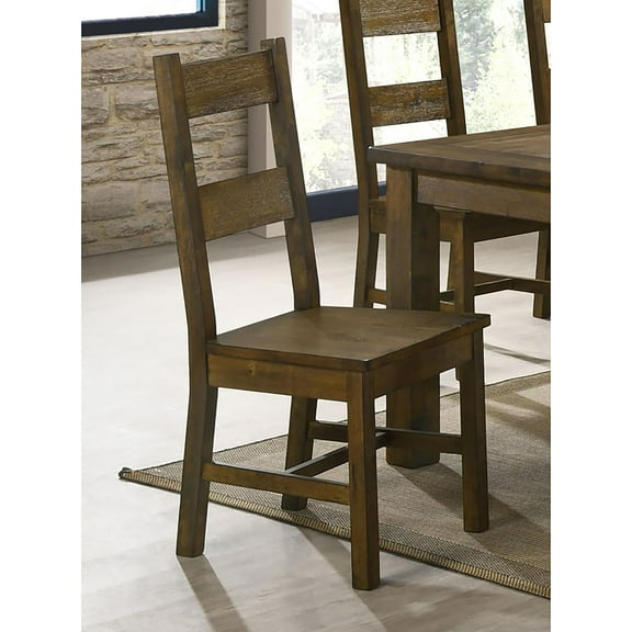 DUOSONG Rustic Golden Brown Ladder Back Dining Chairs, Brown (Set of 2)