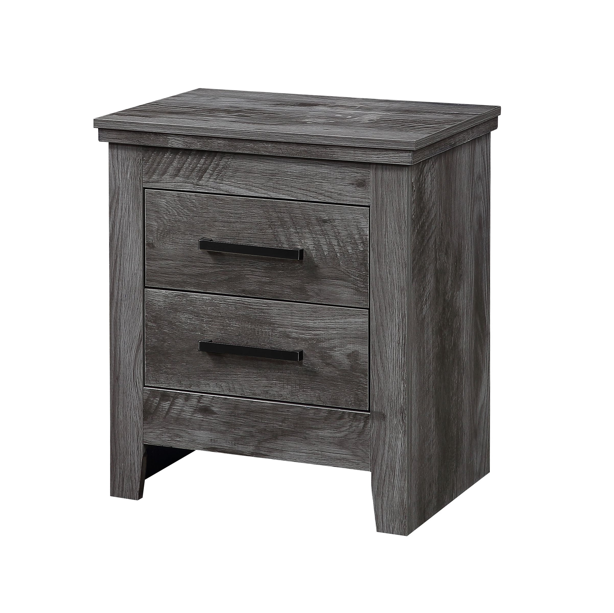 DUOSONG Rustic Grey Oak 2-Drawer Nightstand Rustic Solid Wood+MDF ...