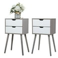 thumbnail image 1 of DUOSONG Set Of 2 Bedside Table With Two Drawer Storage Design For Living Room Sofa - Gray Grey Particle Board Furniture Bedroom Furniture Nightstands, 1 of 11