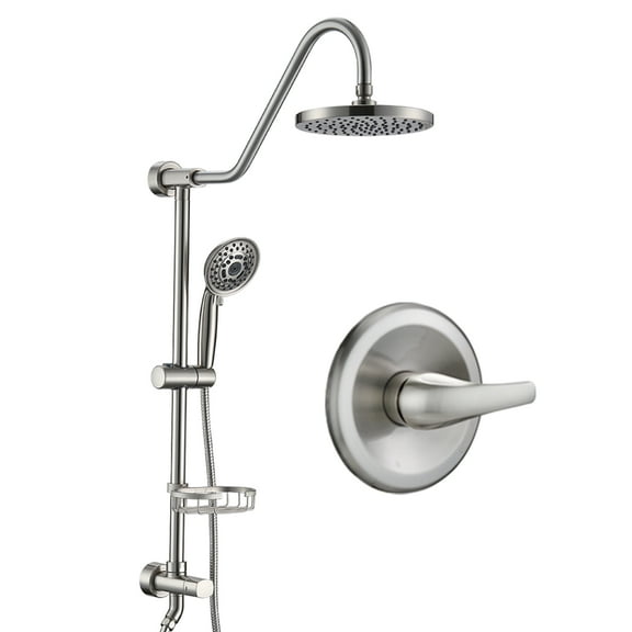 DUOSONG Shower Head With Handheld Shower System With 8" Rain Shower Head (Rough-In Valve Included) Brushed Nickel Stainless Steel Bath & Faucets Freestanding Tub Faucets