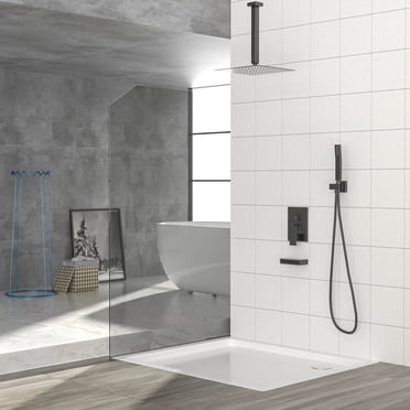 DEOLER Brushed Nickel Shower Arm With Flange, Square, 4 Inch