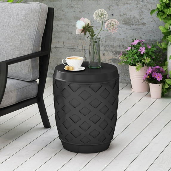 DUOSONG Side Table Black Concrete Garden & Outdoor Outdoor & Patio Furniture Outdoor Tables