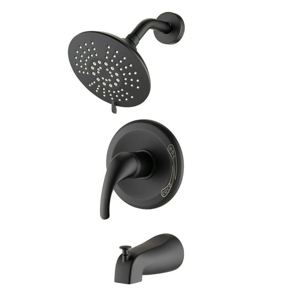 DUOSONG Single Handle Tub Spout And 5-Functions Shower Head Set (Valve Included) Matte Black brass Bath & Faucets Freestanding Tub Faucets