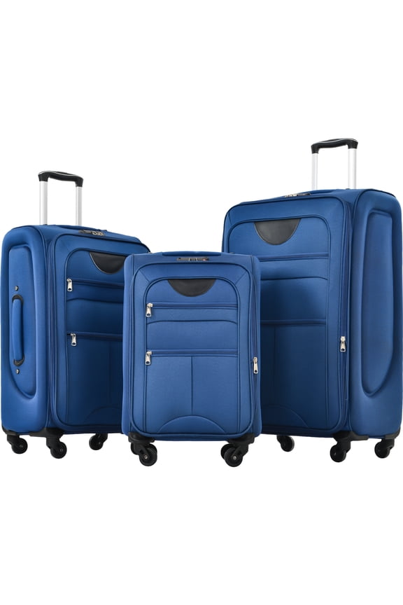 Travel Soft Case Softside Luggage Expandable 3 Piece Set Suitcase Upright Spinner Softshell Lightweight Luggage Travel Set,Soft-sided Luggage