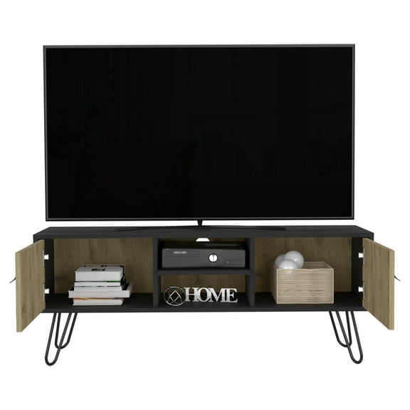 DUOSONG Tv Stand B Magness, Living Room, Black / Macadamia Multicolor Engineered Wood Furniture Primary Living Space TV & Entertainment Furniture