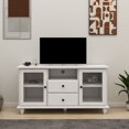 thumbnail image 1 of DUOSONG Ultra White Changhong Glass Tv Cabinet White MDF Furniture Primary Living Space Cabinets, 1 of 7
