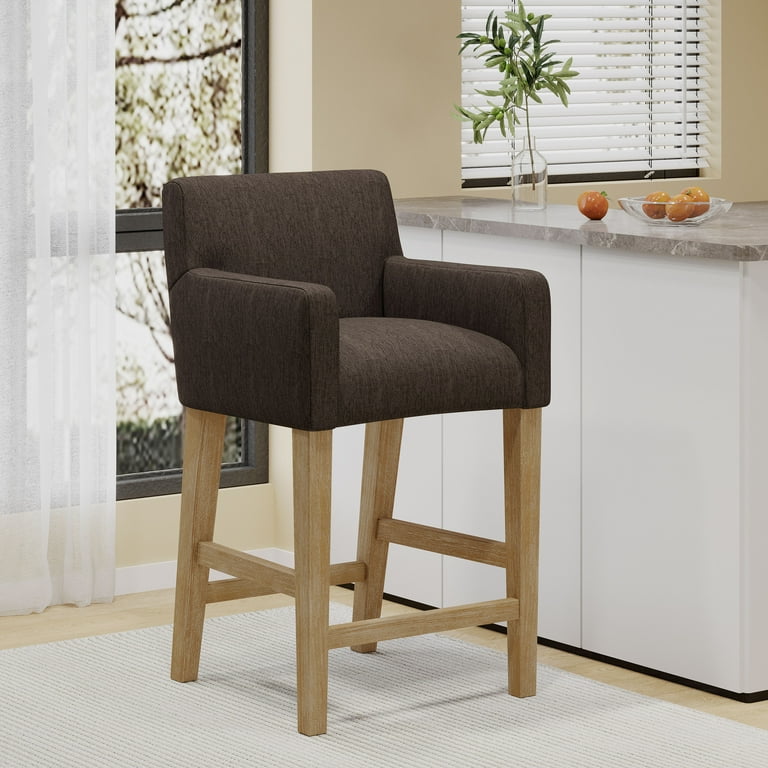 DUOSONG Upholstered 26 Inch Counter Stool Brown/Weathered Brown