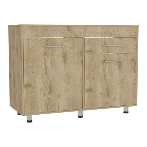 DUOSONG Utility Sink Champp, Kitchen, White / Aged Oak Multicolor Particle Board Furniture Primary Living Space Cabinets