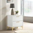 thumbnail image 1 of DUOSONG White And Gold 2-Drawer Rectangular Nightstand, Wood Furniture, Bedroom Furniture, 1 of 11