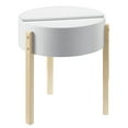 thumbnail image 1 of DUOSONG White and Natural Wood Furniture End Table, Off-White (1 Piece), 1 of 5
