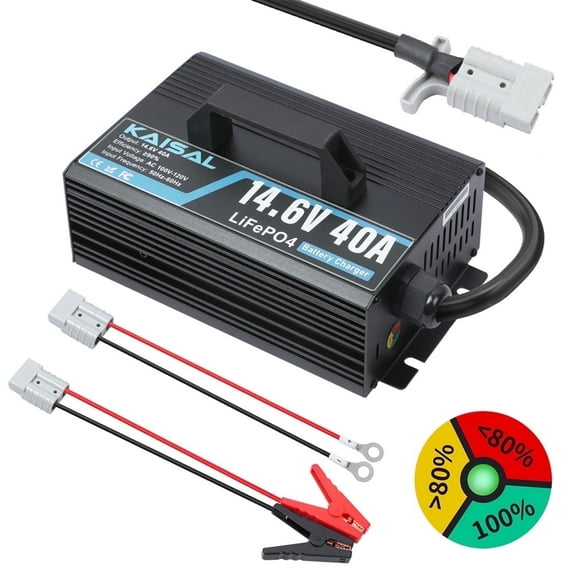 DUOYI 14.6V 40A Smart Lithium Battery Charger for 12V LiFePO4 Batteries: Fully Automatic, Fast Charging with OV Wake-Up Mode and 2 Connection Methods