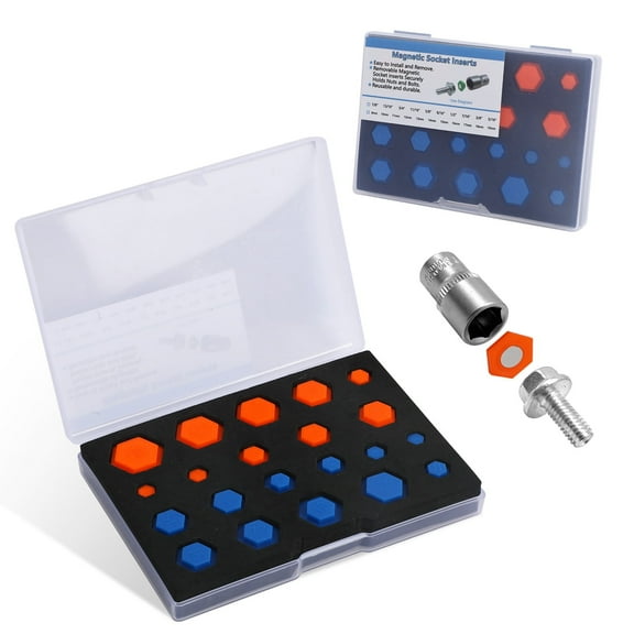 DUOYI 21PCS Magnetic Socket Inserts Adapter Set-Upgraded Separated, Imperial 5/16" to 7/8" , Metric 8mm to 19mm for Securely Holds Nuts & Bolts