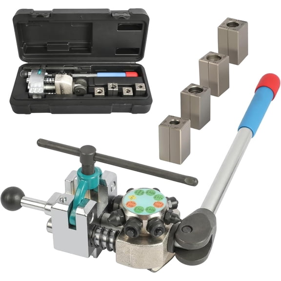 DUOYI Brake Line Flaring Tool Kit, Tubing Flaring Tool Set for Copper, Steel, 304 Stainless Steel, Aluminum, Soft Steel in 3 Shapes with Multiple Flaring Dies Size, Storage Case