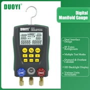 DUOYI Digital Manifold Gauge 2-Valve HVAC Vacuum Refrigeration Meter Pressure Temperature Tester Air Conditioning Diagnostic Repair Tool W/ 89 Types Refrigerants for Home Car Vehicles AC, DY517