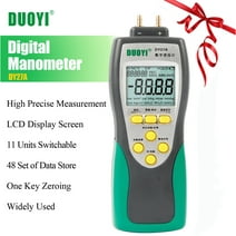 DUOYI Digital Manometer Dual Port Gas Air Pressure Tester Handheld Differential Pressure Gauge Measuring Meter with LCD Display, Green