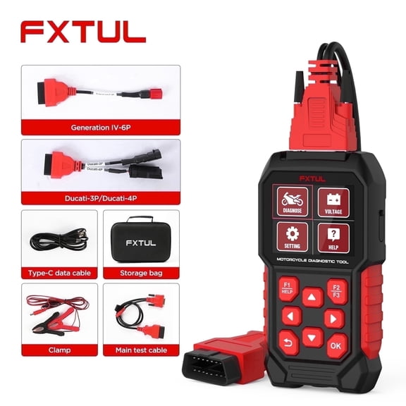 FXTUL M4 Motorcycle Diagnostic Tool, Multi-System OBD2 Scanner Code Reader, Fit for Ducati-3P/4P,Generation IV-6P Special with Oil Service Reset
