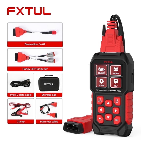 FXTUL Motorcycle Diagnostic Tool Kit Fit for Harley, OBD2 Scanner with Real-Time Data & Voltage Test, Multi-System Code Reader for ABS/ECU/TPMS/IMMO