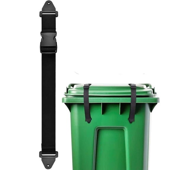 DUOYOU 1PCS Bear Proof Trash Can Locks with Double Claw - Adjustable Strap Garbage Can Locks for 28-96 Gallon Outdoor Bins, Animal Proof Against Raccoons - Black