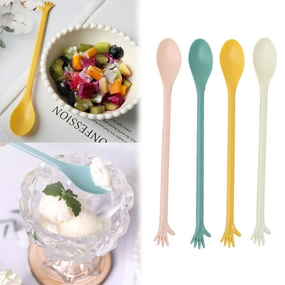 DUOYOU 8-Inch Long Handle Iced Tea Spoon, Long Handle Spoons Latte Coffee Spoon, Ice Cream Spoons, Stainless Steel Cocktail Stirring Spoons, Chocolate Stirring Long Drink Spoons Set of 4