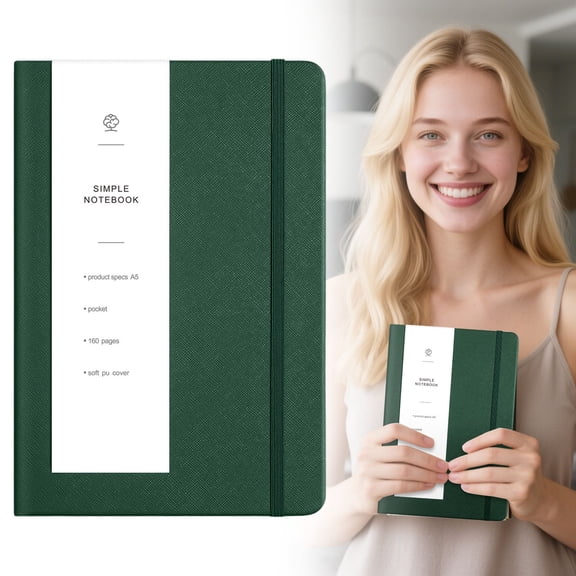 DUOYOU A5 Notebook Thickened Softcover Journal for Daily Writing Note Taking Dark Green