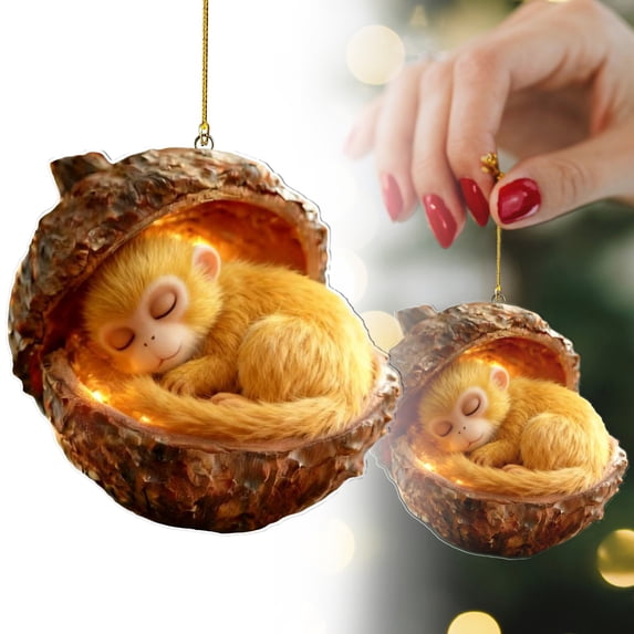 DUOYOU Animal Christmas Tree Ornaments 2D Acrylic Animal Pendants Hangable Cozy Decor For Xmas Wreath Garland Holiday Home Gift Supplies Seasonal
