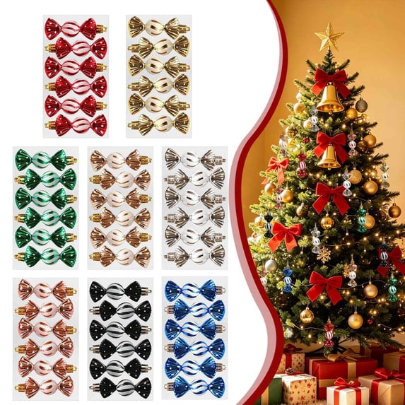 DUOYOU Candy Christmas Decorations, Glitter Hanging Ornaments Set, Shatterproof Peppermint Style Christmas Tree Decor for Indoor Holiday Display