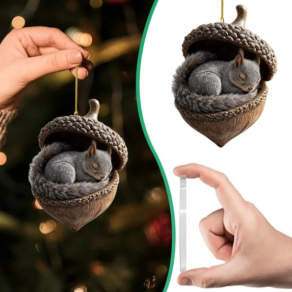 DUOYOU Christmas Tree Ornaments Animal Ornaments 2D Acrylic Hangable Animal Pendants Cozy Decor For Xmas Wreath Garland Holiday Home Gift Seasonal