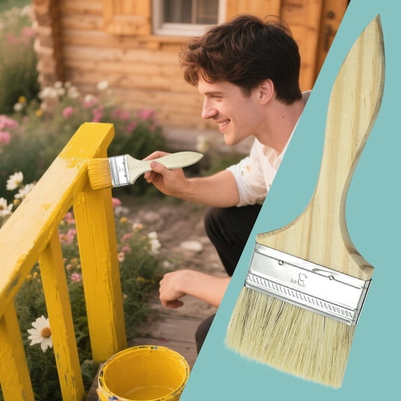DUOYOU Double Thick Chip Paint Brush, 3 inch / 75mm Stain Brushes for Painting Walls and Fence Staining, Wooden Handle Masonry Paintbrush for Varnish, Paste, Gesso and Limewash