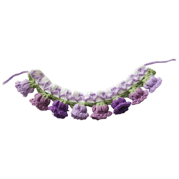 DUOYOU Hand Knitted Pet Collar: Cozy & Small Dog Bib Cute Bell Flower Knitted Collar for and Dogs Adjustable Christmas and Birthday Gifts Photography Props