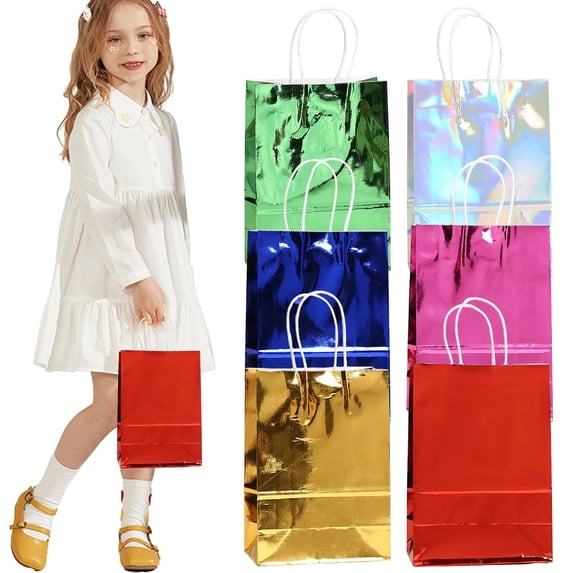 DUOYOU Paper Gift Bags With Handles Colorful Small Gift Bags Party Favor Bags For Birthday Party Treats Goodie Bags Decorations Set Party Bags