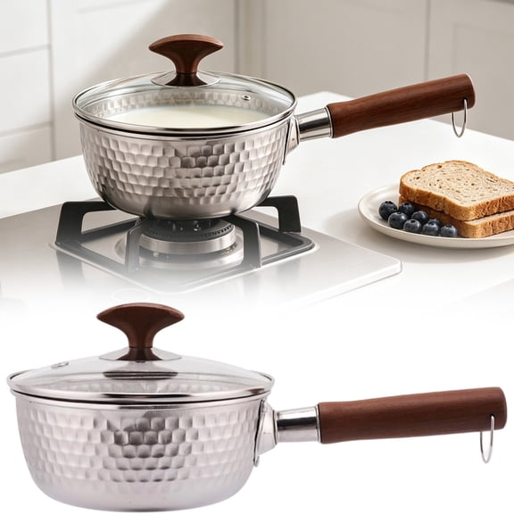 DUOYOU Pure Titanium Saucepan Non Stick Soup Pot with Lid Pour Spouts Small Cooking Pot Silver
