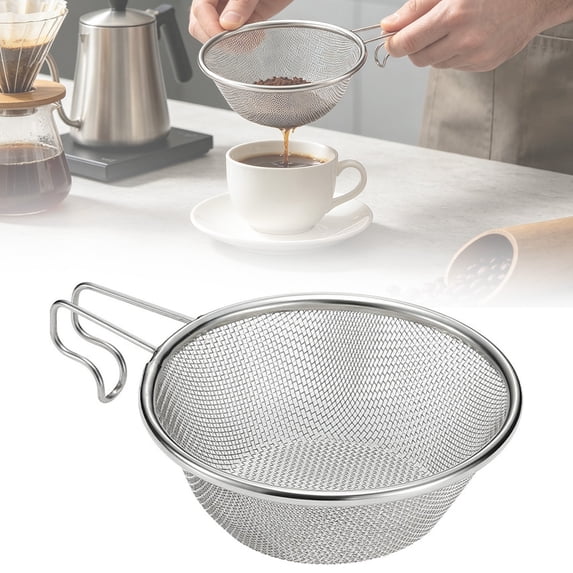 DUOYOU Stainless Steel Colander Mesh Strainer With Handle Small Food Strainer For Rice Pasta Fruit Vegetables Kitchen Cooking And Outdoor Camping