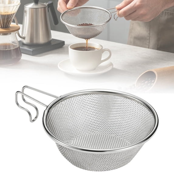 DUOYOU Stainless Steel Colander Small Mesh Strainer With Handle Food Sifter For Rice Noodles Fruit Vegetables Camping Kitchen Cookware Mesh Strainer