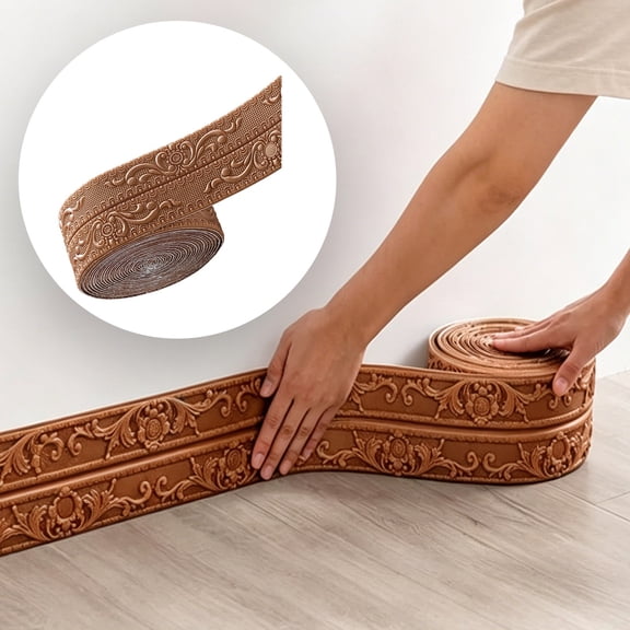 DUOYOU Vinyl Wall Base Baseboard Molding Trim 4" Flexible Self Adhesive Rubber Wall Base Moulding Trim Peel and Stick Design, 4 Inch x 33 Feet, Brown