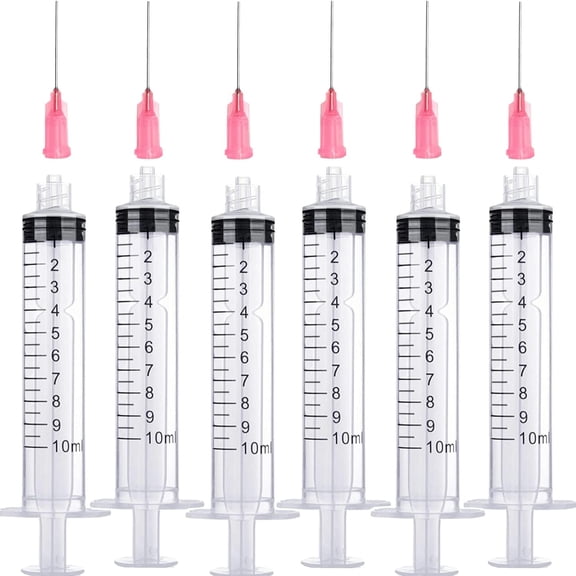 DUPAI 10Ml/Cc Ink Filling Syringe with Measurement and Blunt Needle Tip for Fountain Pen,Computer Printer Fountain Pen Syringe (6Pcs)
