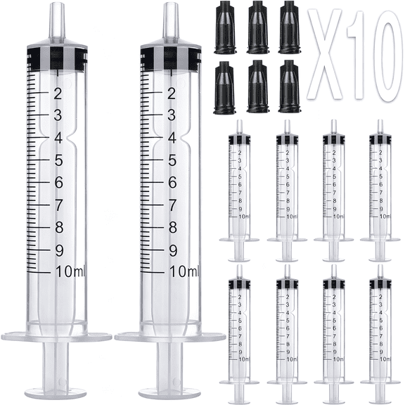 DUPAI 10Ml Syringe without Needle - 10 Ml Small Plastic Syringes Sterile Individually Packed with Cap for Lab Medicine Student Measuring Liquid and Pet Dog Cat Baby Feeding Oral Colostrum
