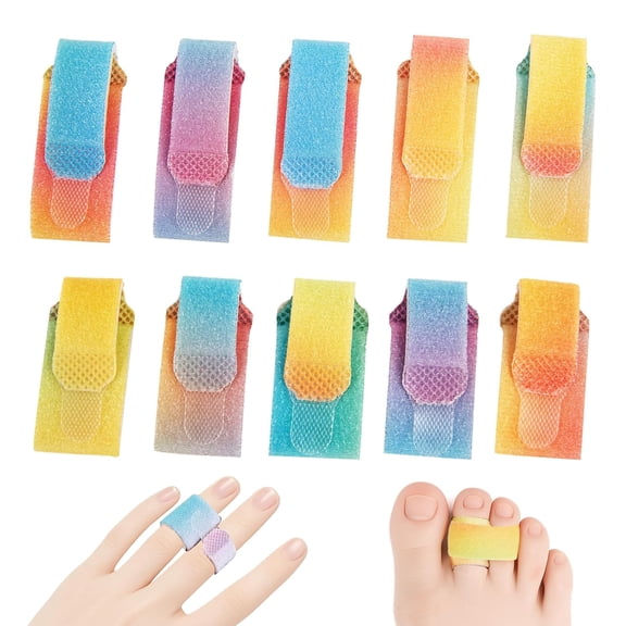 DUPAI 10Pcs Buddy Tape Finger Straps,Hook and Loop Splint for Finger Buddy Straps,Index Finger Splint Buddy Tape Washable and Reusable Toe Straighteners for Curled Toes to Support(Rainbow Color)