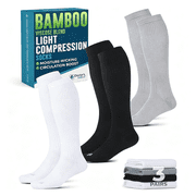 DUPAI Bamboo Viscose Light Compression Socks for Women & Men - 3 Pairs, 8-15 Mmhg Compression Socks, Athletic Socks, Knee High