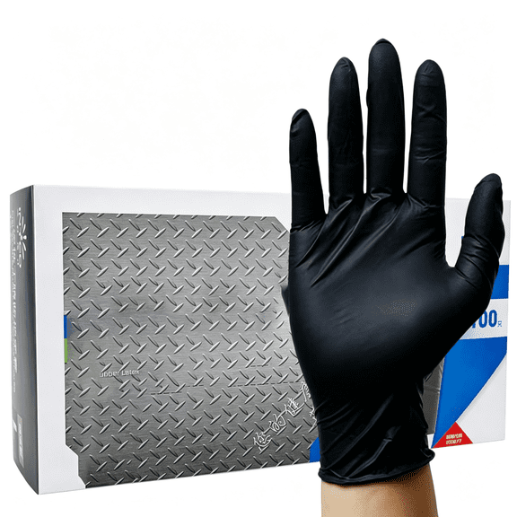 DUPAI Black Gloves for Cooking,5 Mil 100Pcs Nitrile Gloves Small,Food Grade,Latex & Powder Free,Textured,Disposable Gloves for Food Prep,Household Cleaning,Crafts,Hair Dye,Painting