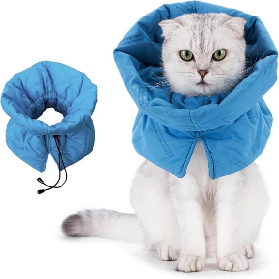 DUPAI Cat Recovery Collar,Soft Adjustable Cat Cone Alternative,Lightweight Waterproof Fasteners Collars for Cats Kittens Puppies,After Surgery Stop Licking,Skin Protectionor Or Post-Surgery.