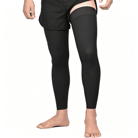 DUPAI Full Leg Compression Sleeves,Unisex,Thigh High Compression Stocking 20-30Mmhg Graduated Support for Thigh Calf Knee,Running,Basketball,Reduce Varicose Veins and Swelling,All Black M